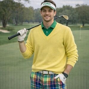 Sears Vintage Golf Sweater (Large) yellow vintage sweater